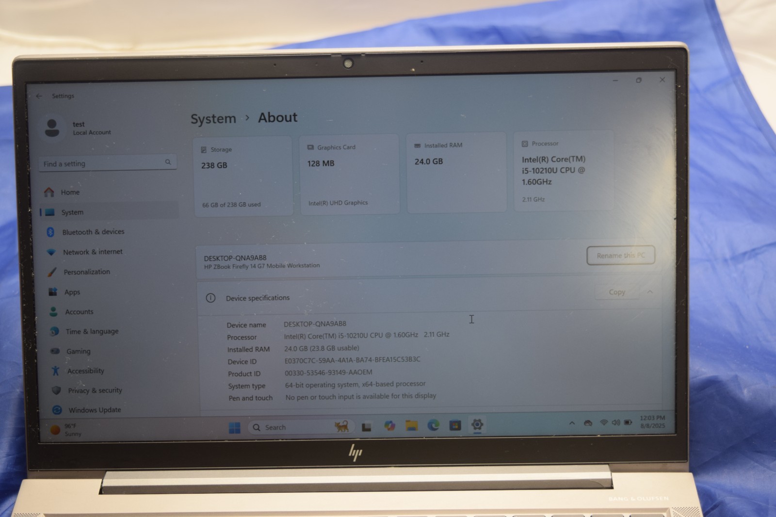 HP ZBook Firefly 14 G7 Intel Core i5-10210U 1.6GHz 24GB RAM 256GB SSD