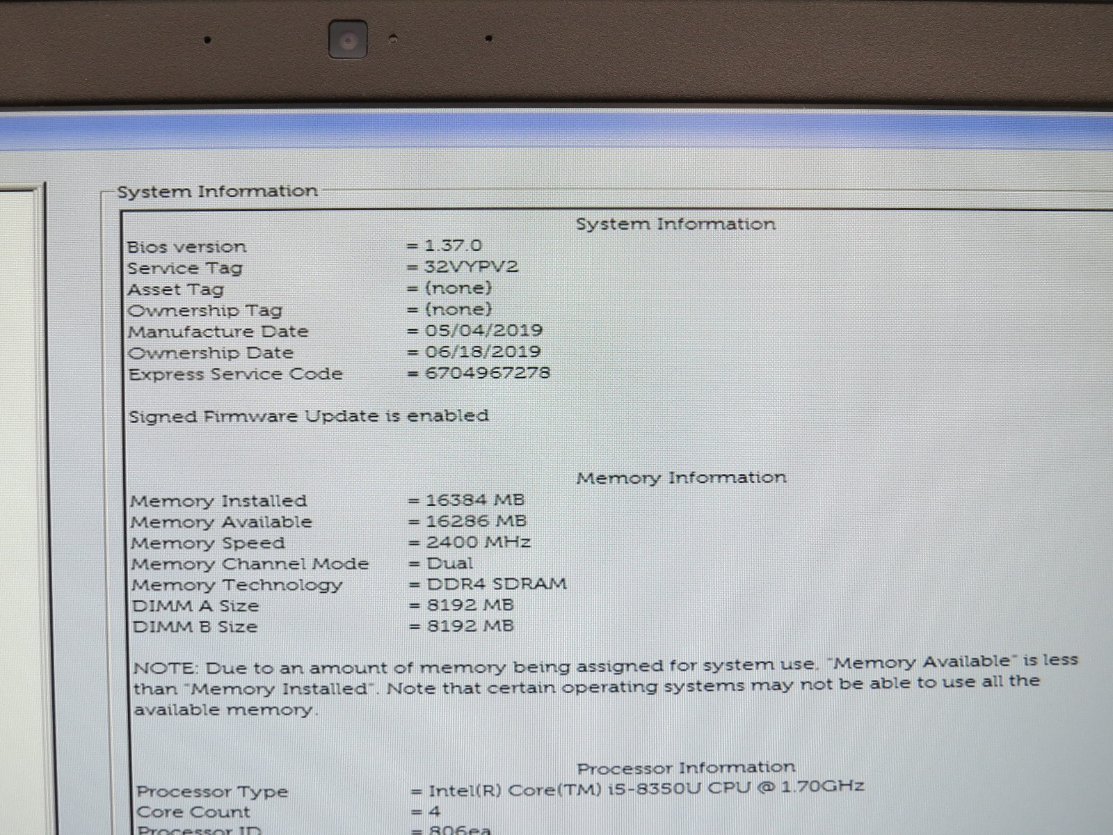 Dell Latitude 5590 | i7-8350U @ 1.7GHz | 16GB DDR4 | 256GB m2 | 15.6″ | No OS