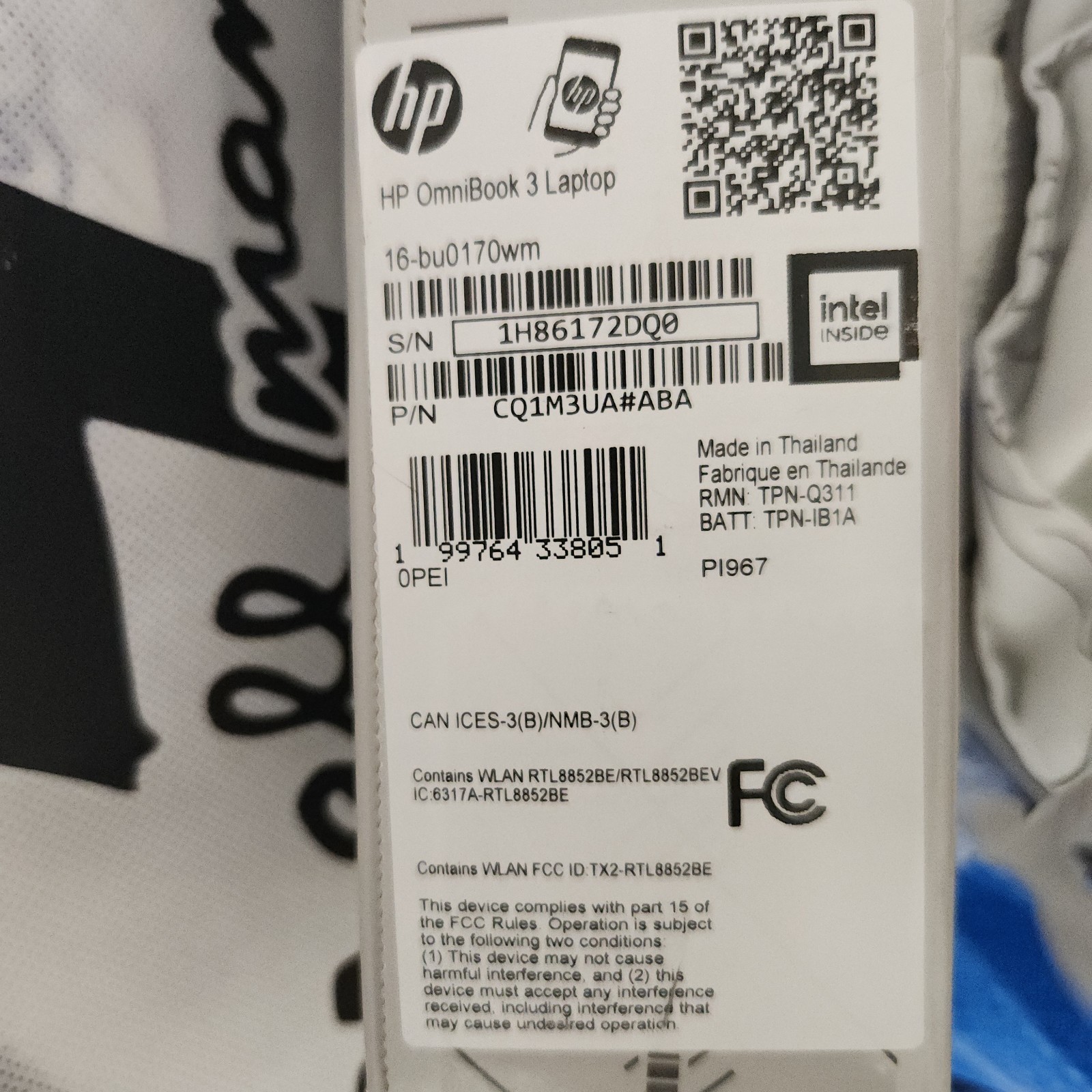 ONLY BOX Hp OmniBook 3 16 Inch Laptop 16 BOX ONLY