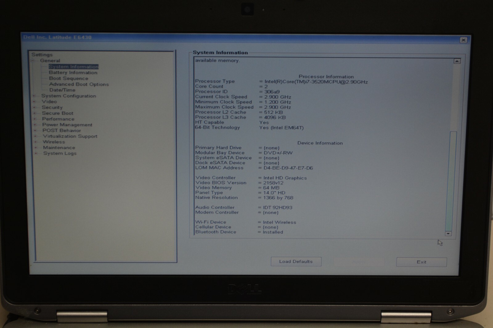 Dell Latitude E6430 i7-3520M @ 2.90GHz 8GB RAM No HD #L5