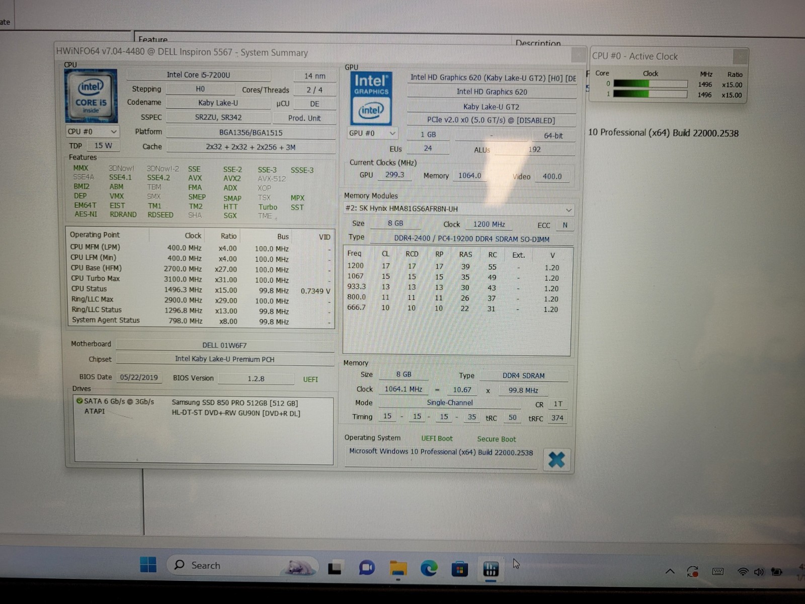 Dell inspiron 5567 15.6″touch i5-7200u 2.5ghz 8gb ram no ssd Parts READ FVKCRC2