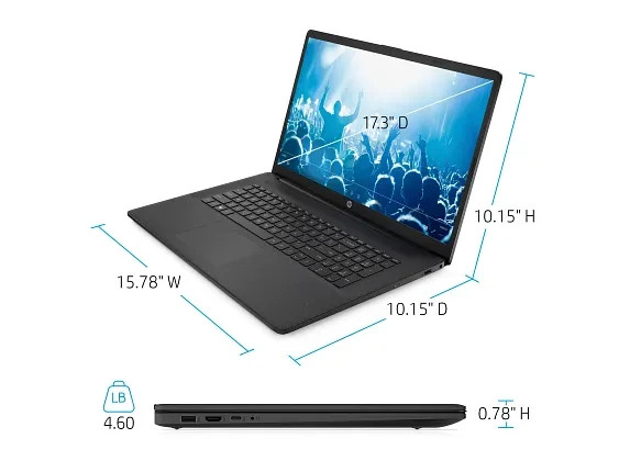 HP 17t-cn300 17.3″ Laptop i5-1334U 8GB 256GB Win11 Jet Black
