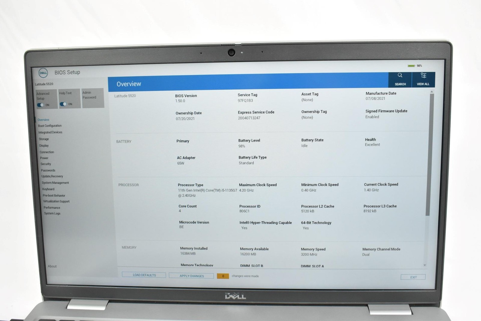 Dell Latitude 5520 Laptop i5-1135G7 2.4GHz 16GB 256GB SSD No OS *See Details*