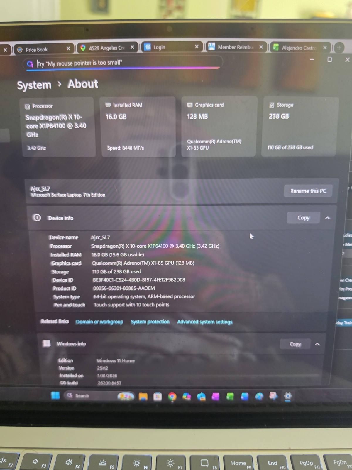 Microsoft Surface Laptop 7th Edition 13.8″ Snapdragon X 3.4GHz 16GB RAM 256 GB