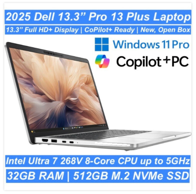 DELL 13.3″ Pro Plus PB13250 Intel Ultra 7 268V 32GB 512GB W11Pro CoPilot+ Laptop