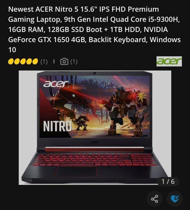 2020 acer – nitro 5 15.6 gaming laptop