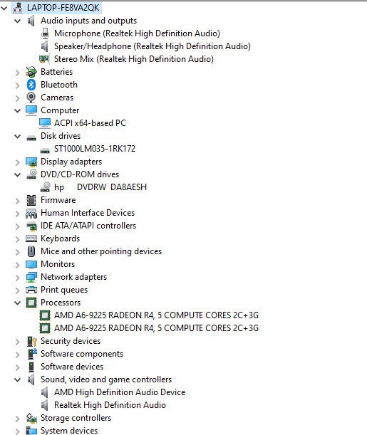 HP laptop15-db0083nr AMD A6-9225 Dual-Core proceesor, 1TB HDD 4GB Ram