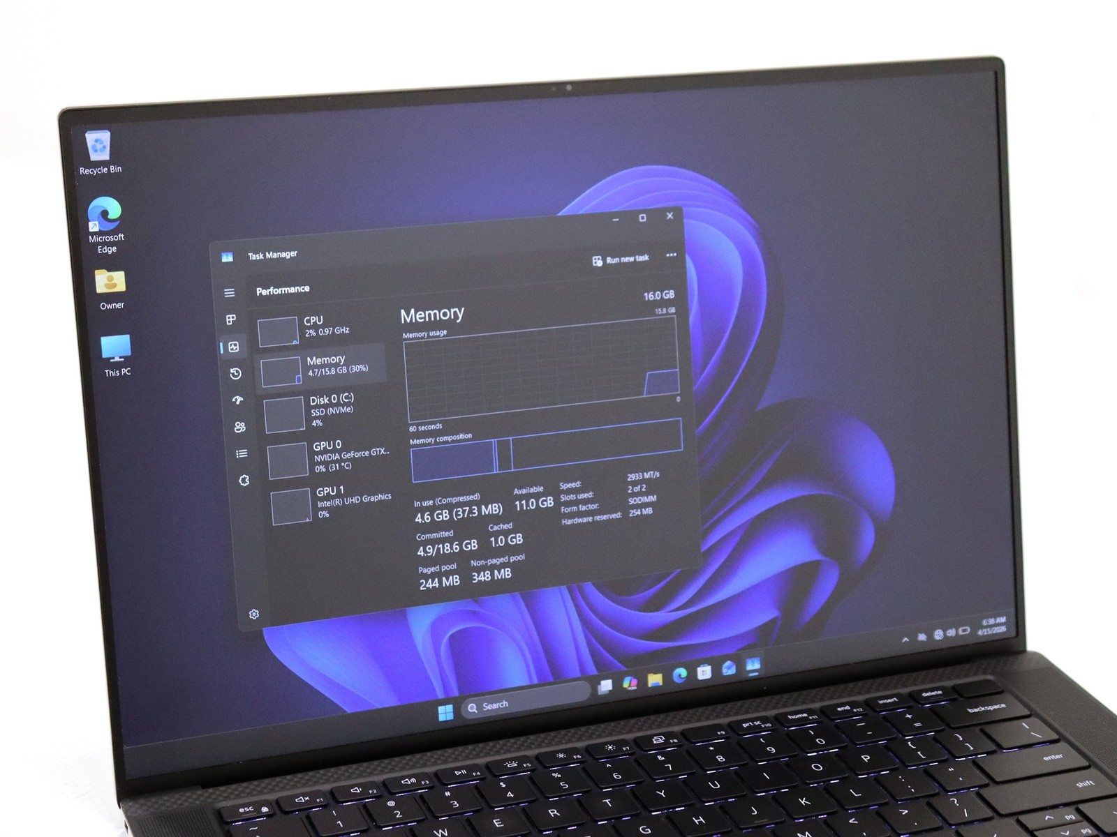 Dell XPS 15 9500 15.6″ Intel i7-10750H 16GB 256GB NVMe W11P GeForce GTX 1650 Ti