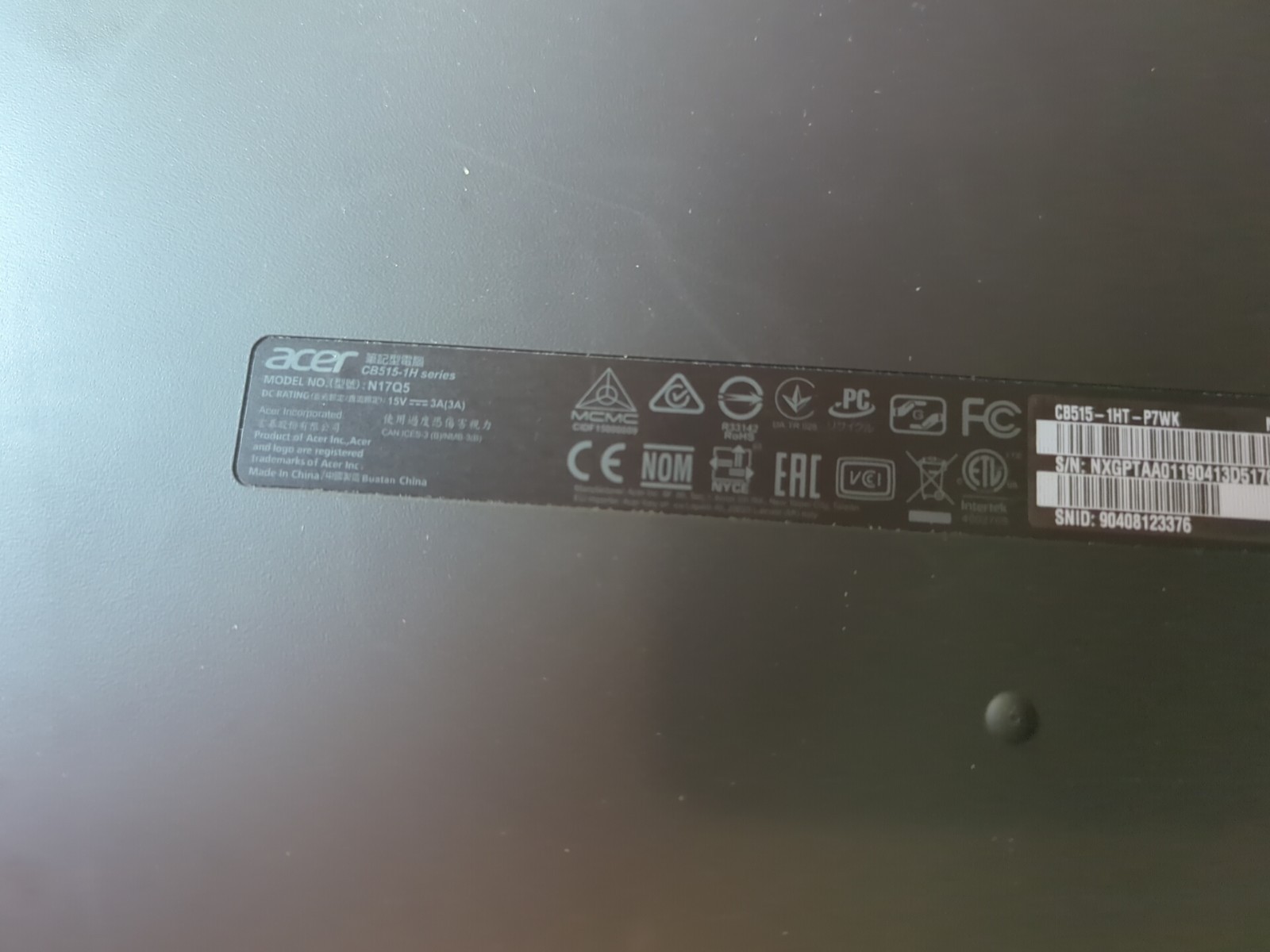 Acer Chromebook 15 CB515-1HT-P7WK Touchscreen 15.6″ Intel Pentium N4200 32GB 4GB