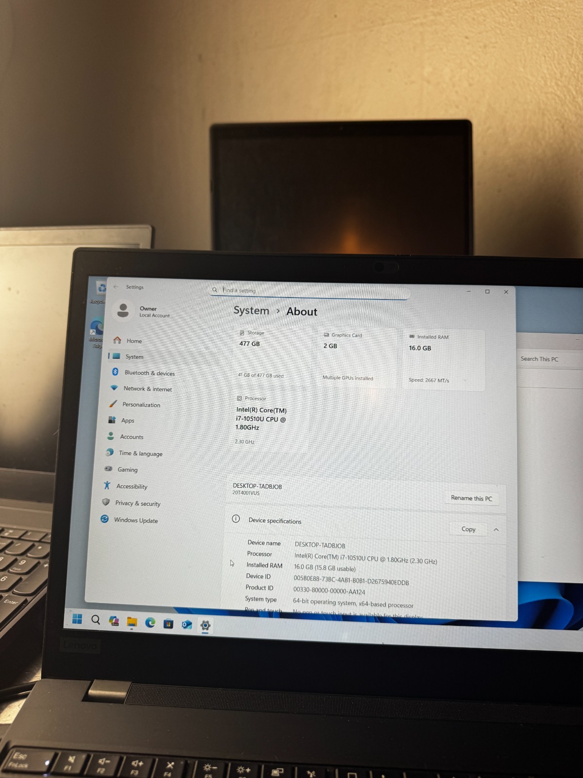 Lenovo ThinkPad P15s Gen 1 Core I7-10510 500GB SSD 16GB RAM 2GB GPU Laptop #5859