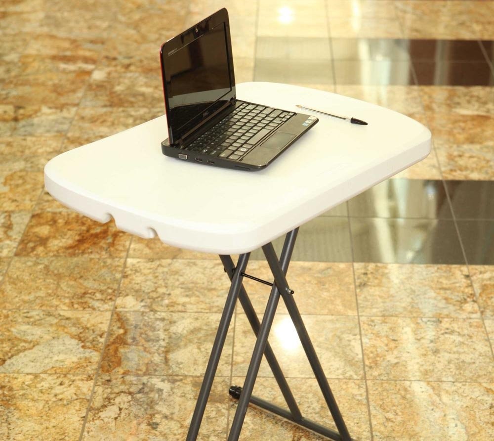 LIFETIME 80251 Adjustable Folding Laptop Table TV Tray 26″ White Granite