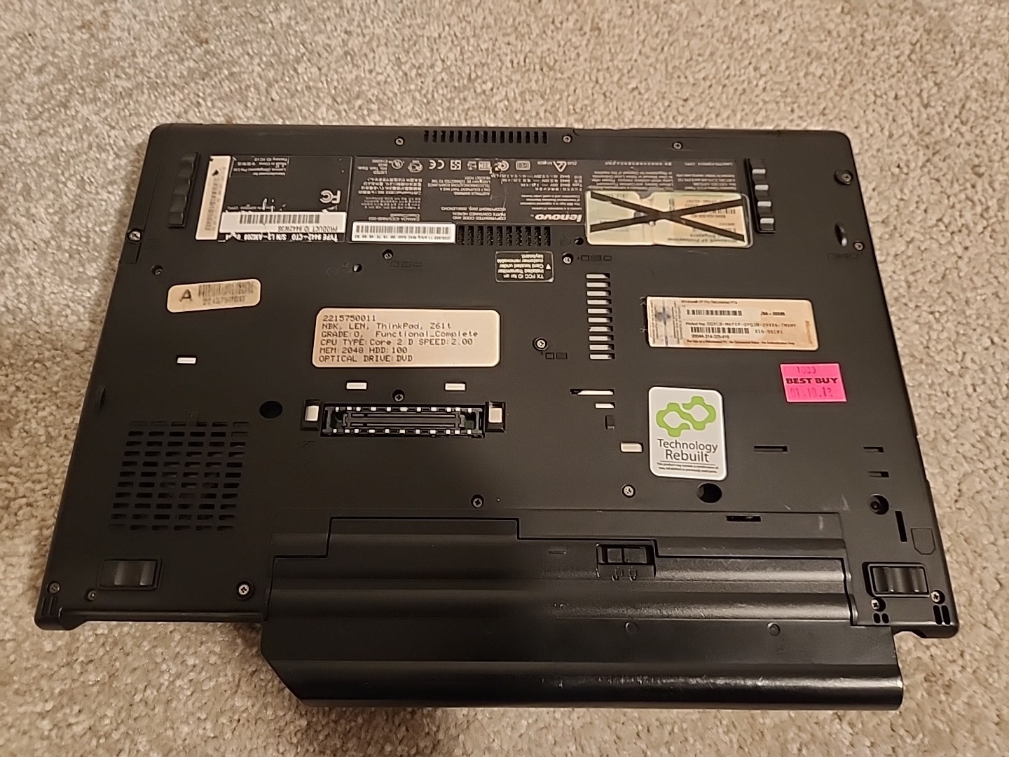 Lenovo ThinkPad Z61T Core2Duo Laptop 13.3″ Untested For Parts/Repair