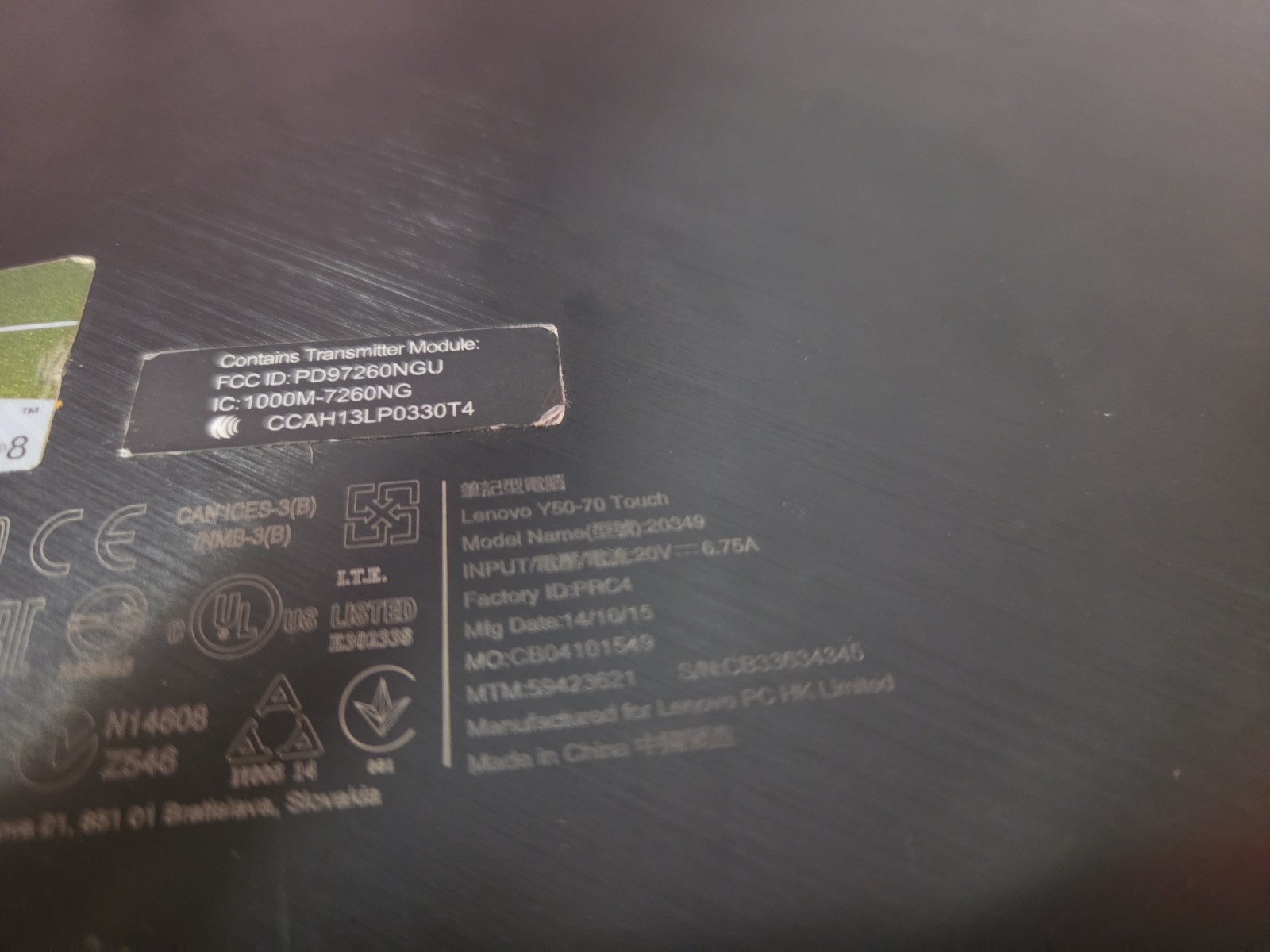 lenovo y50-70 Touch I7-4700hq 2.4ghz 16gb 256gb (Fair Condition)