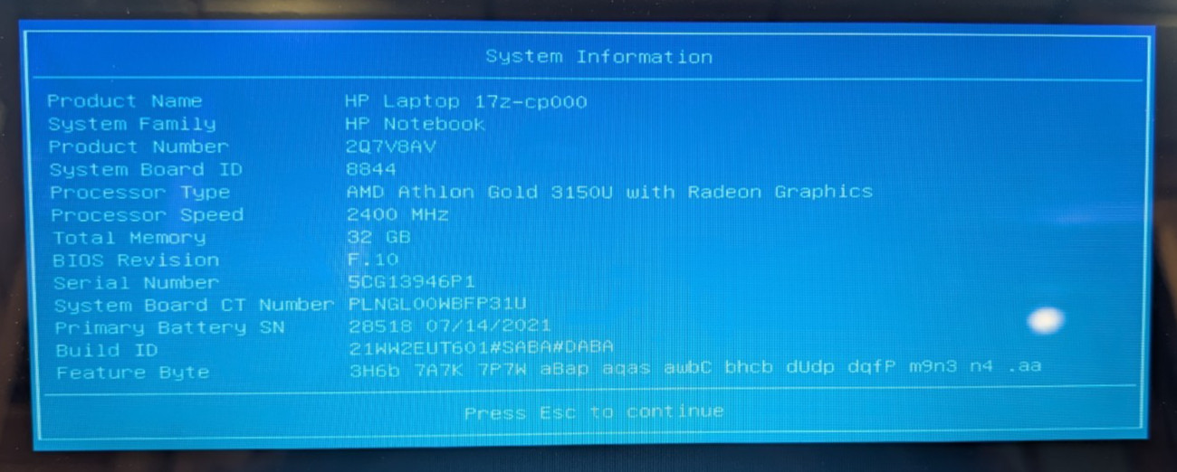 HP 17z-cp200 17.3″ HD+ AMD Athlon Gold 3150U 32GB RAM 1TB SSD W11H Black