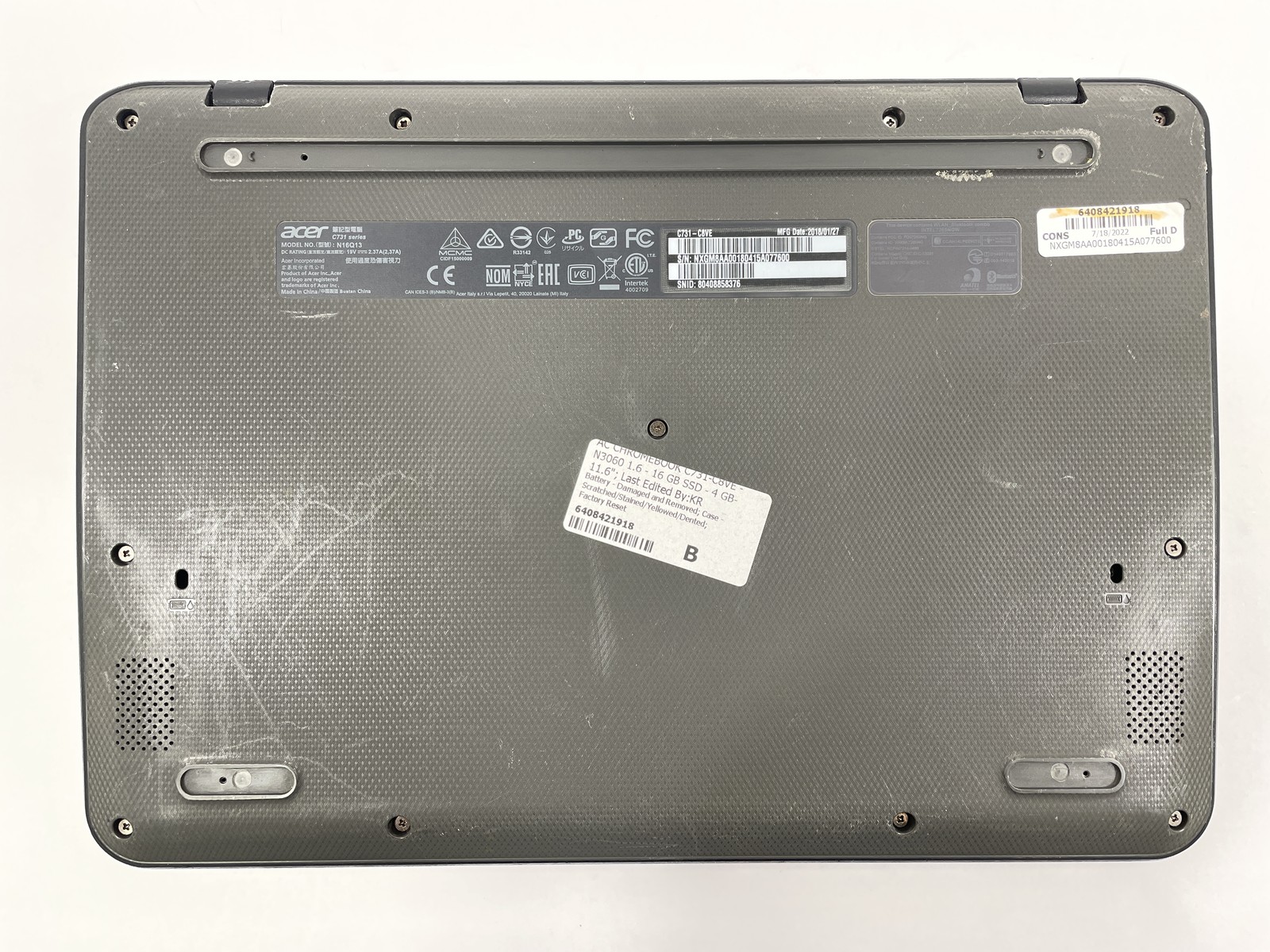 Lot of 2 Acer Chromebook N16Q13 C731-C8VE Laptop N3060 16GB eMMC 4GB – ChromeOS