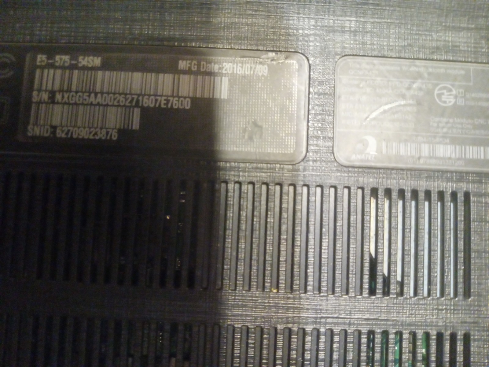 Acer Aspire ER-575G i5-7200U@3.1 GHz N16Q2 Geforce 940MX Needs Repair