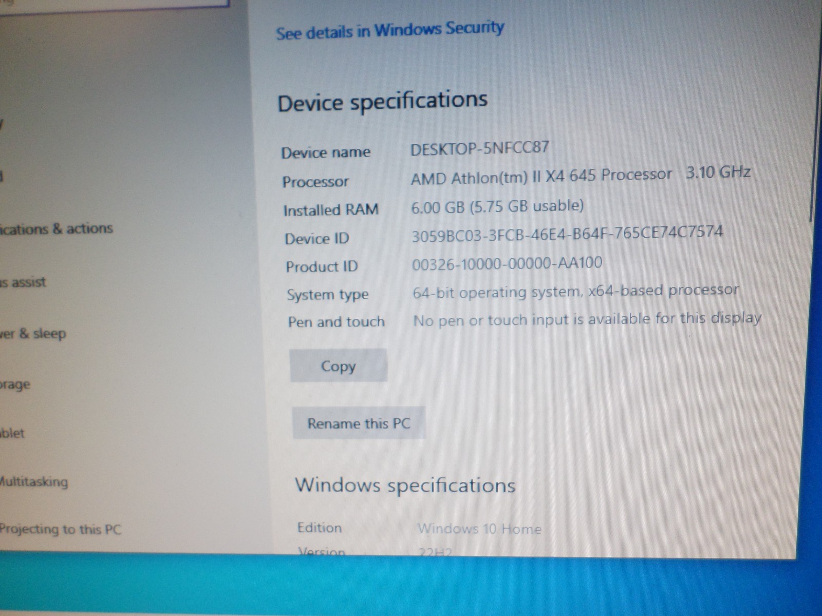 HP Pavilion P7-1054 Desktop PC 6 GB RAM, 250 GB HD, DVDRW Windows 10 Home