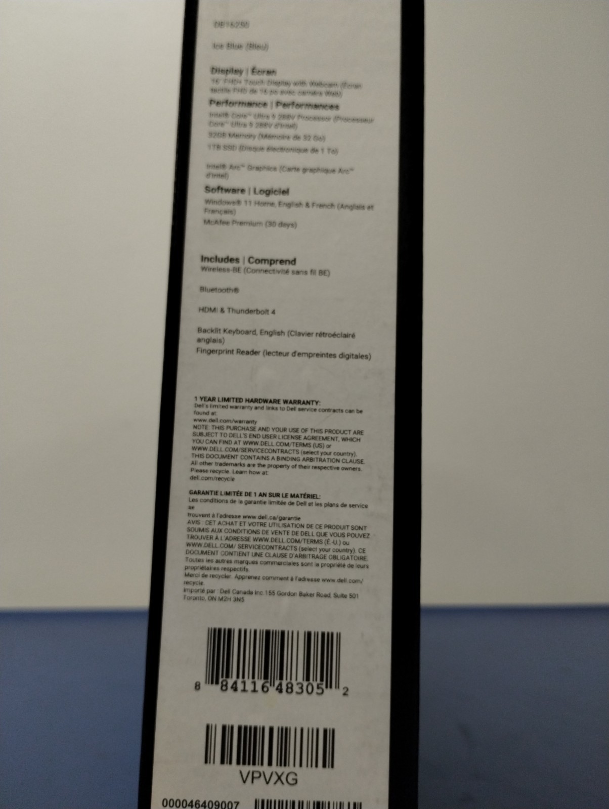 DELL 16 DB16250 VPVXG, Intel Core Ultra 9 288V, 3.30 GHz, 32 GB RAM, 1 TB NVMe