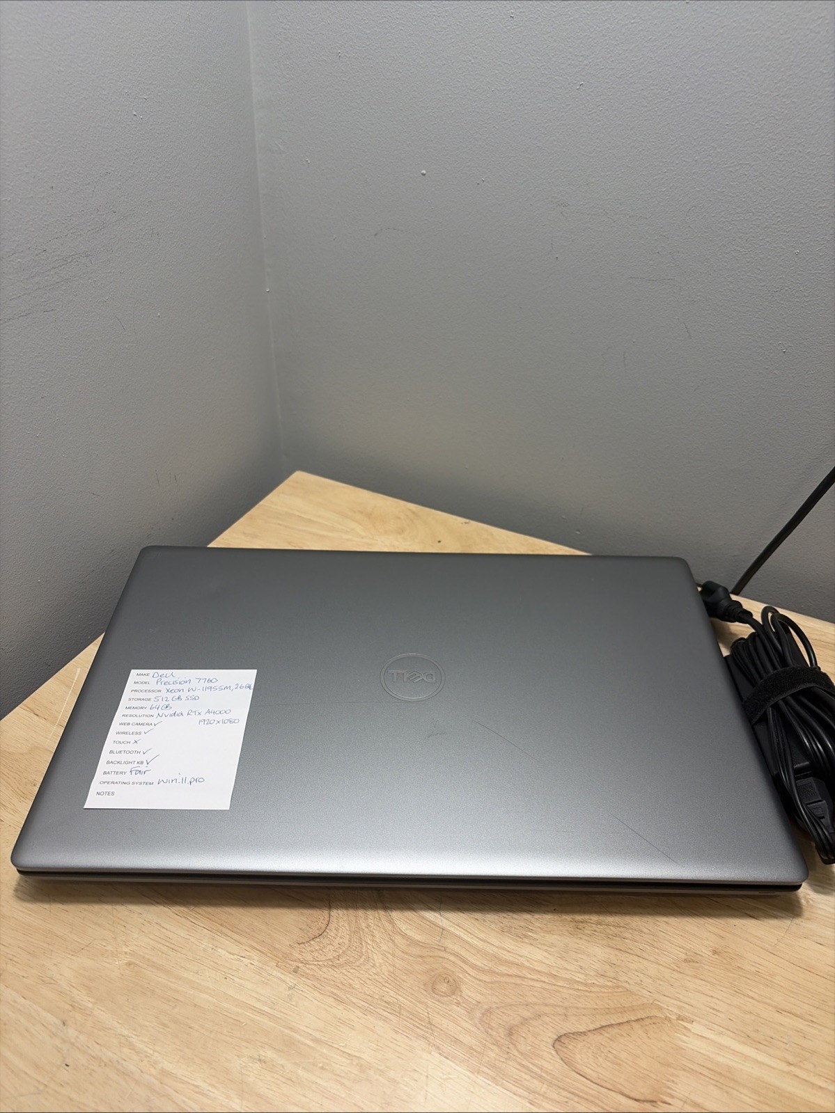 Dell Precision 7760 XEON W-11955M 2.60GHZ 64GB 512GB NVIDIA A4000 WiFi W11 Cord