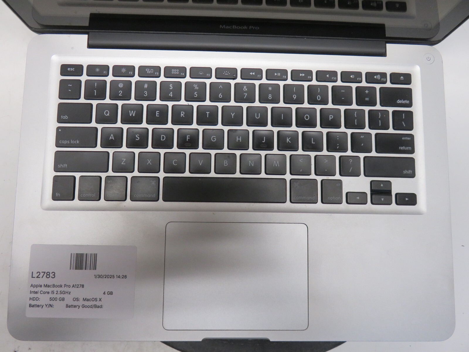 Apple MacBook Pro A1278 Intel Core i5 2.5GHz 4 GB 500 GB MacOS X 10.8 BAD BAT