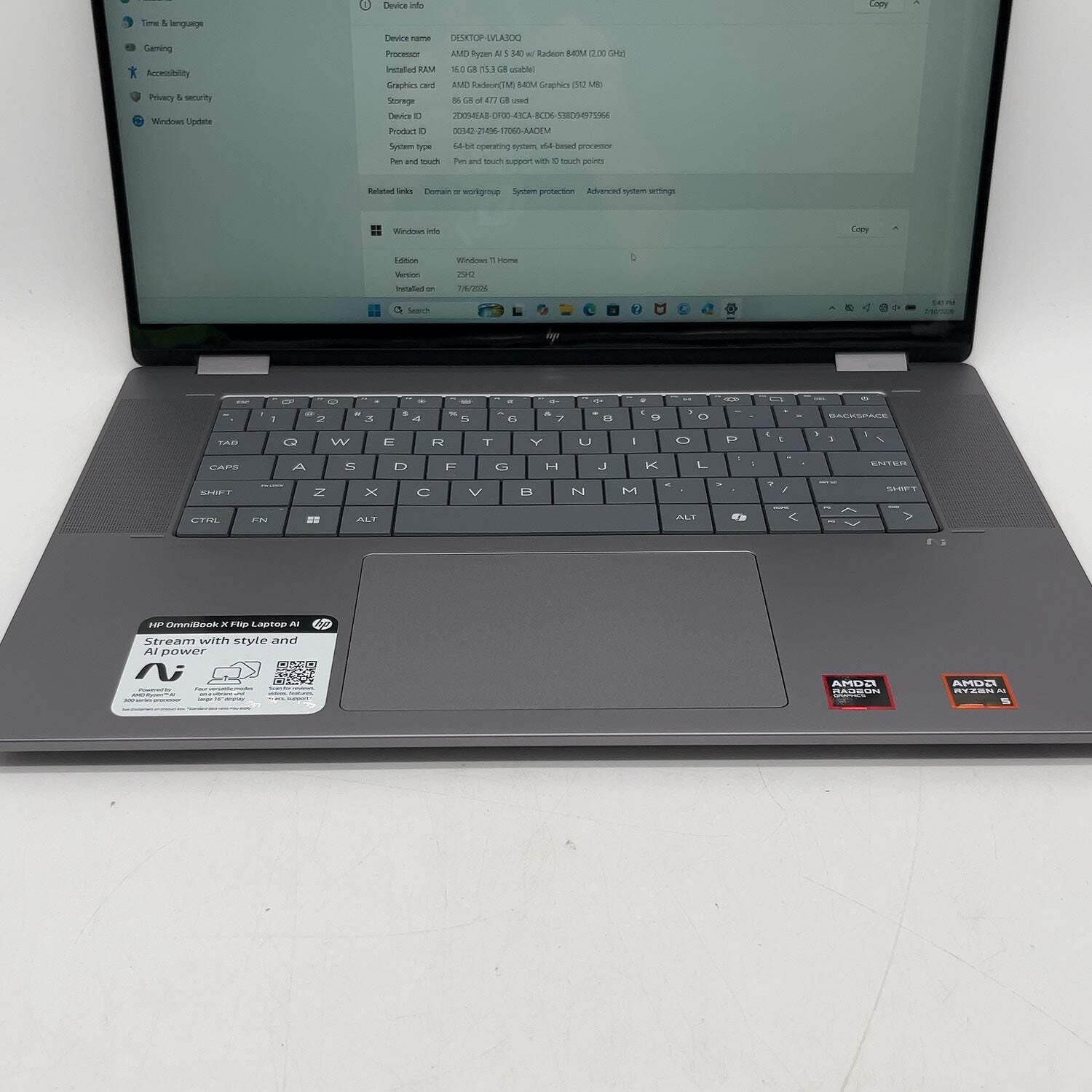 HP Omnibook X Flip 16-AR0013DX 16″ Ryzen AI 5 340 2.0GHz 16GB RAM 512GB SSD