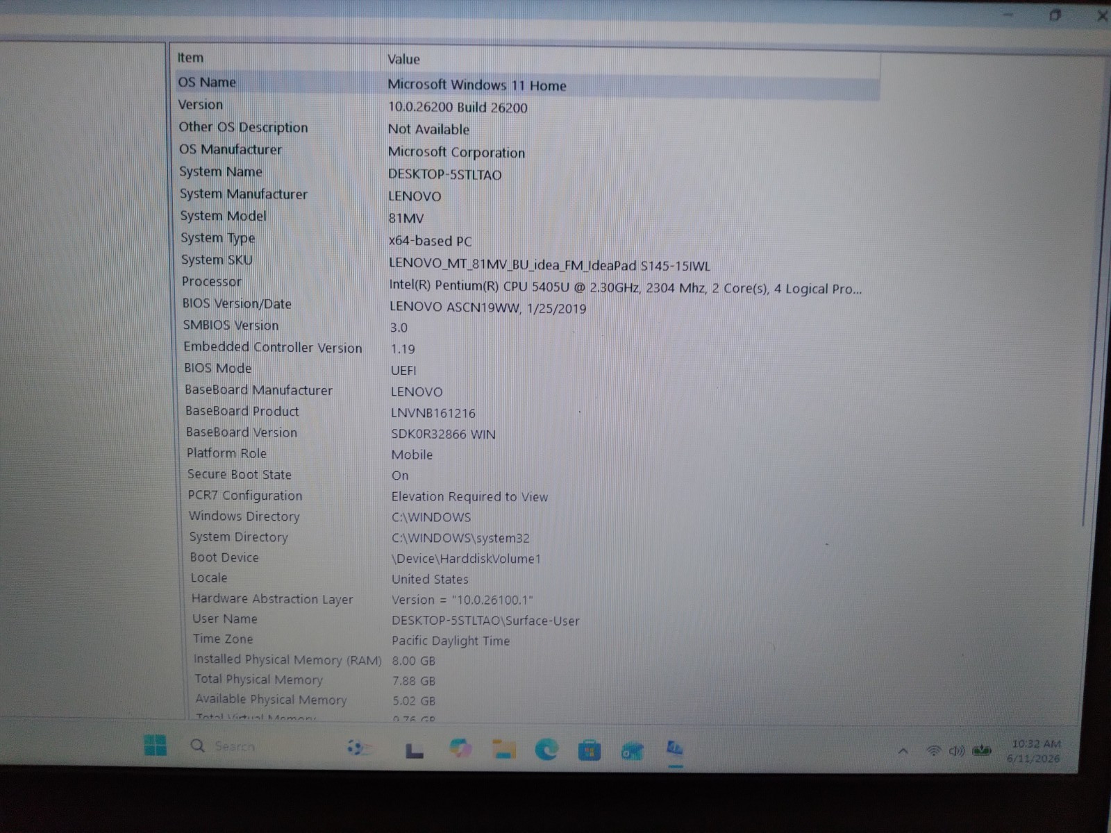 Lenovo IdeaPad S145 15.6″ Laptop | Pentium 5405U 8GB RAM 500GB HDD W11Home