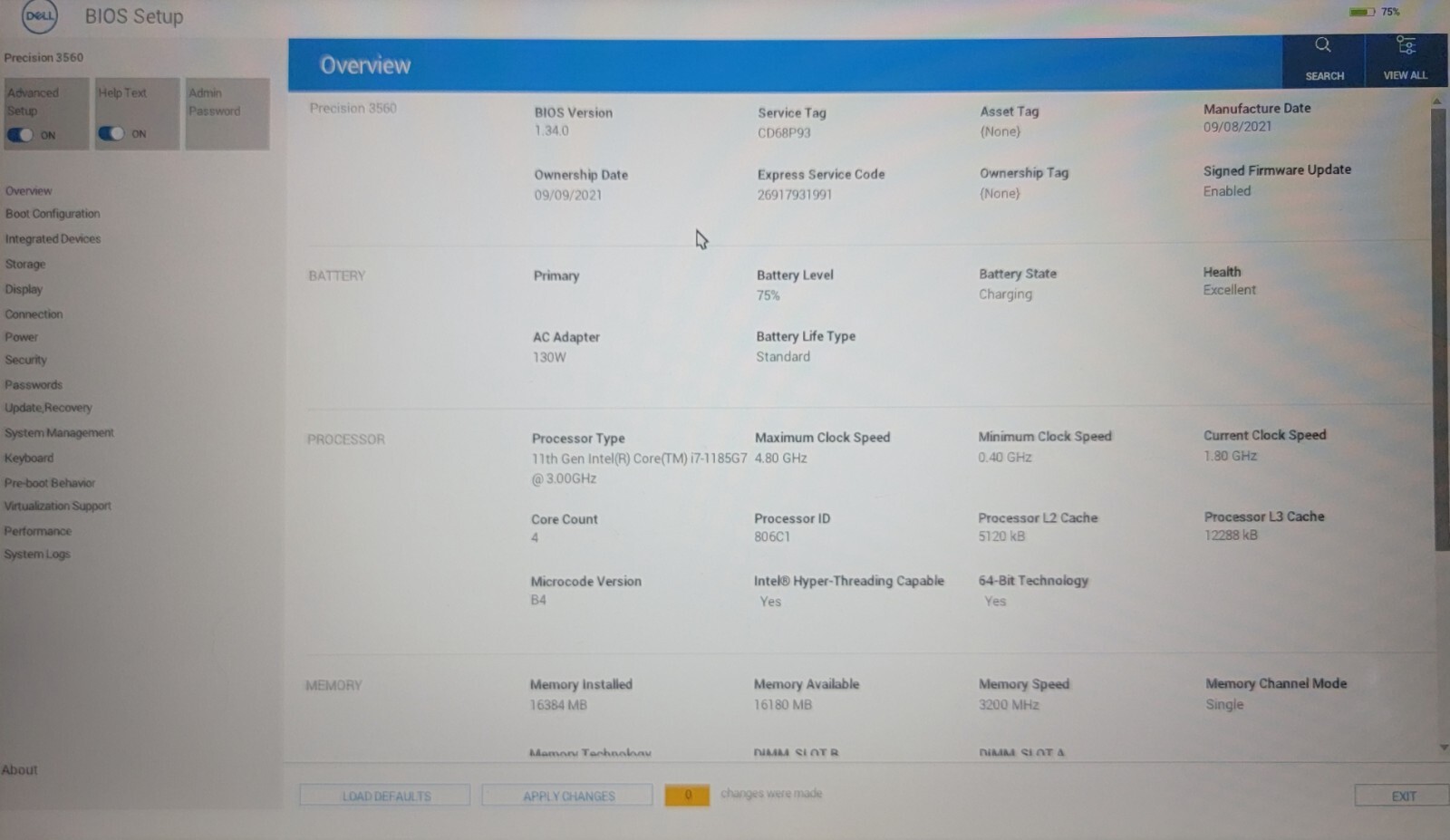 Dell Precision 3560 | i7 11th Gen | 16 GB RAM | P104F001 | Grade B