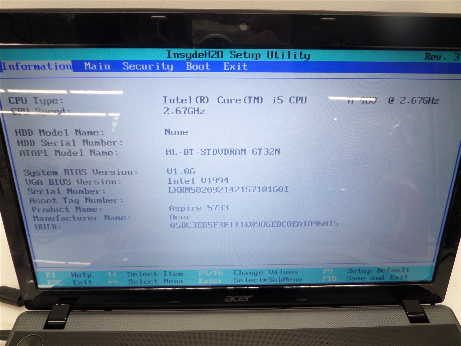 Acer Aspire 5733 PEW71 15.6″ i5-480M 2.67GHz CPU 4GB RAM – No HDD, Bad Batt.