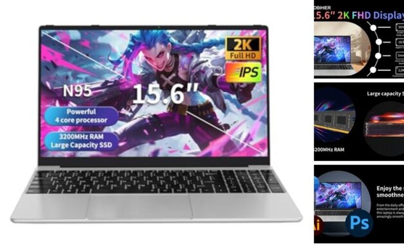 Gaming Laptop, N95 up to 3.4GHz, 16GB RAM, 512GB SSD, 15.6″ 2K Display, Gray