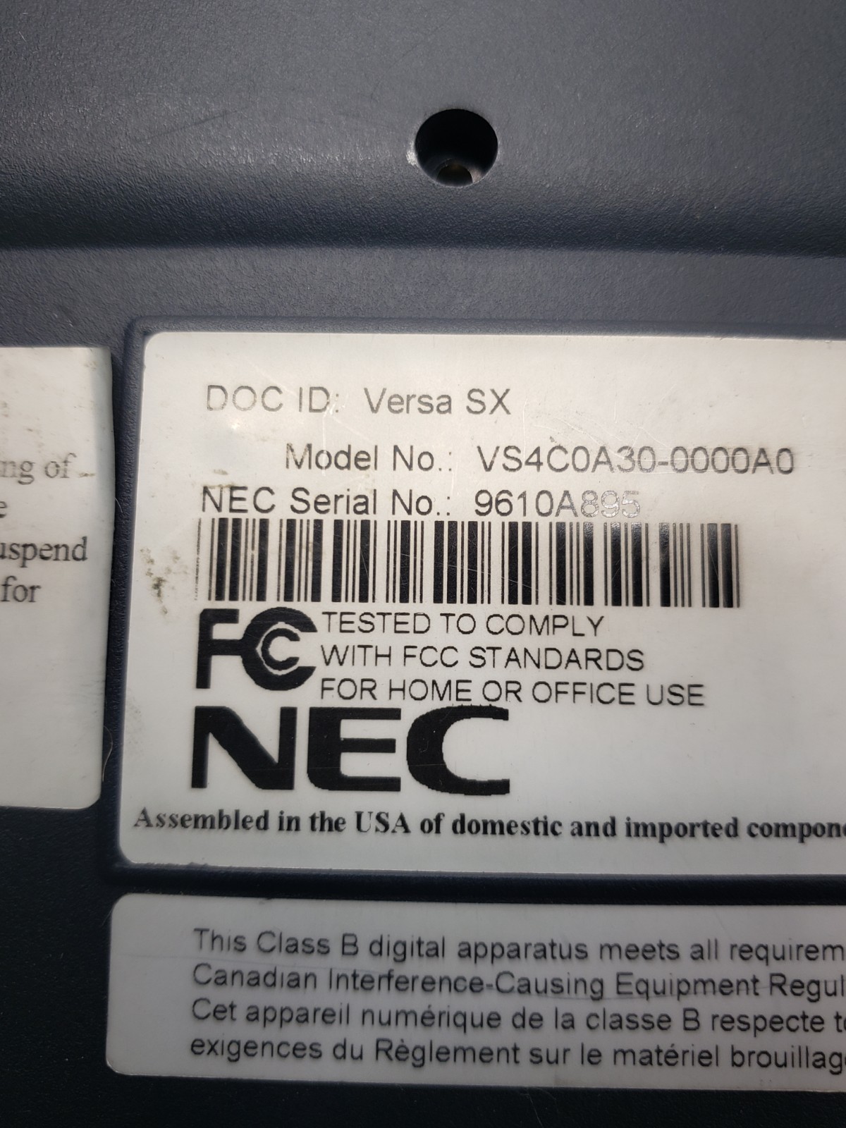 NEC Versa SX Pentium II Laptop VS4C0A30 Untested No Charger For Parts Repair