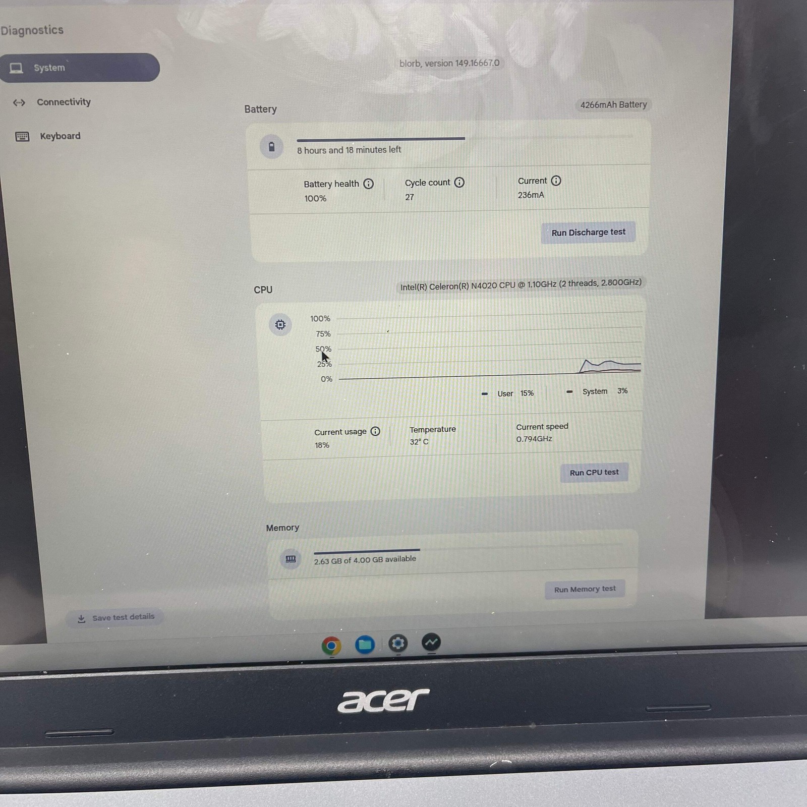 Acer Chromebook 315 CB315-3HT 15.6″ Celeron N4020 1.1GHz 4GB RAM 64GB SSD