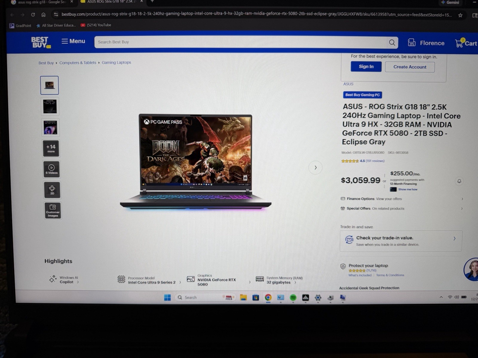 ASUS – ROG Strix G18 18″ 2.5K 240Hz Gaming Laptop – Intel Core Ultra 9 HX – 3…
