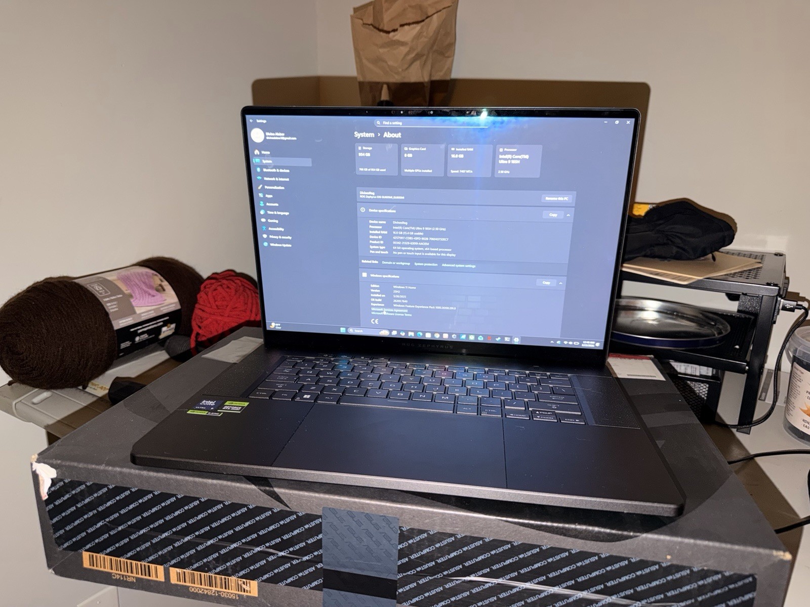 ASUS ROG Zephyrus G16 GU605MI Intel Ultra 9 RTX 4070 16GB 1TB SSD Gray