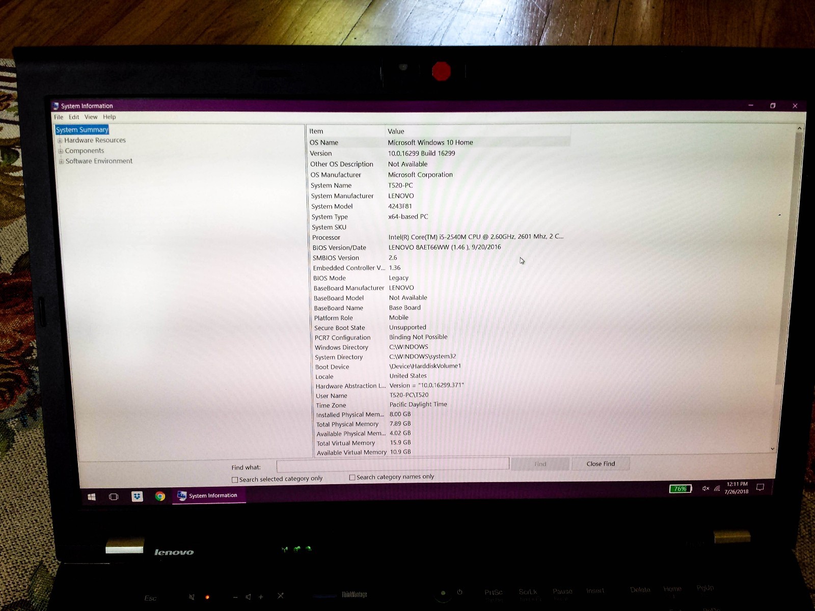 Lenovo ThinkPad T520 15.6 1080p FHD DISPLAY 500gb HD 8gb RAM i5 Windows 10 Home