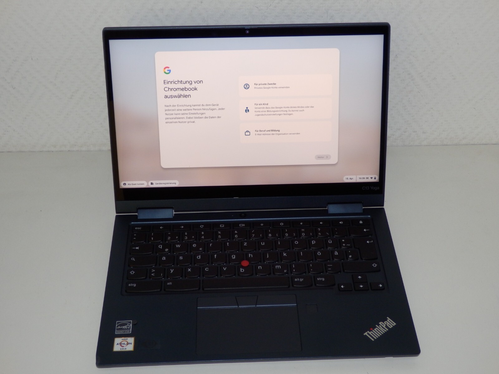 Lenovo ThinkPad C13 Yoga Gen 1 Chromebook, 13.3″ FHD, Athlon Gold 4GB/64GB eMMC