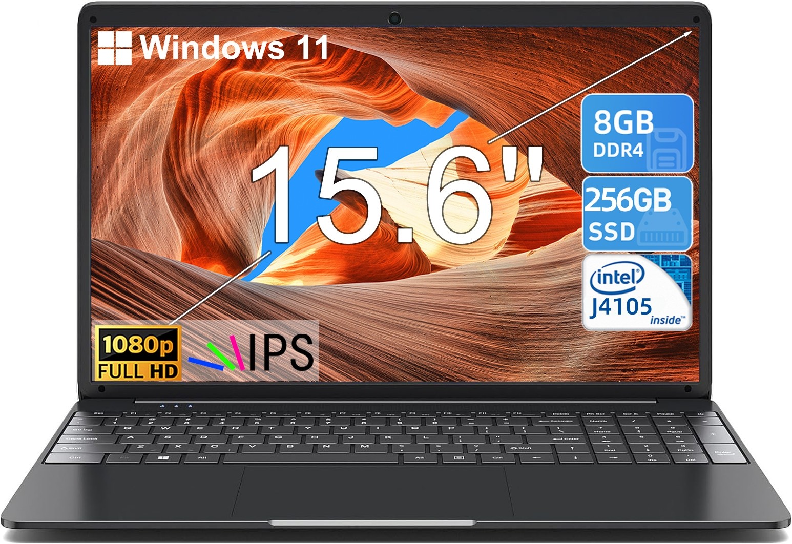 SGIN 15.6” Laptop Intel i3 Windows 11 Notebook 8GB RAM 256GB SSD FHD Display