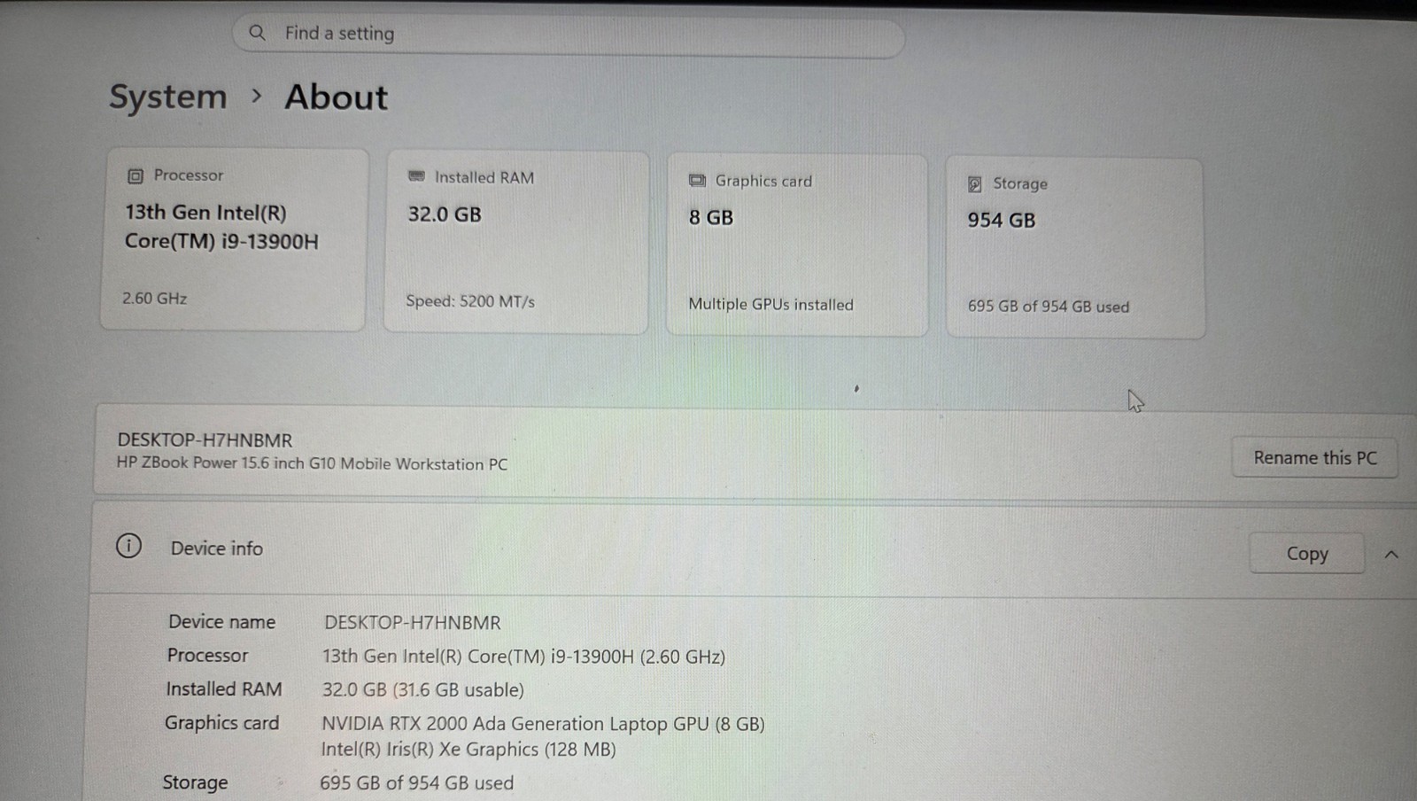 HP ZBook Power G10 15.6″ I9-13900H, RTX 2000, 1TB SSD, 32GB Ram, QHD
