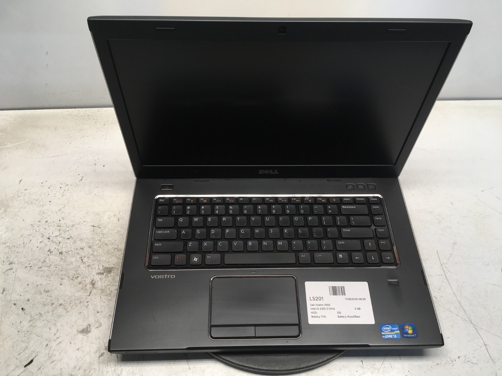 Dell Vostro 3550 Intel i3-2310 2.1GHz 3 GB NO HDD