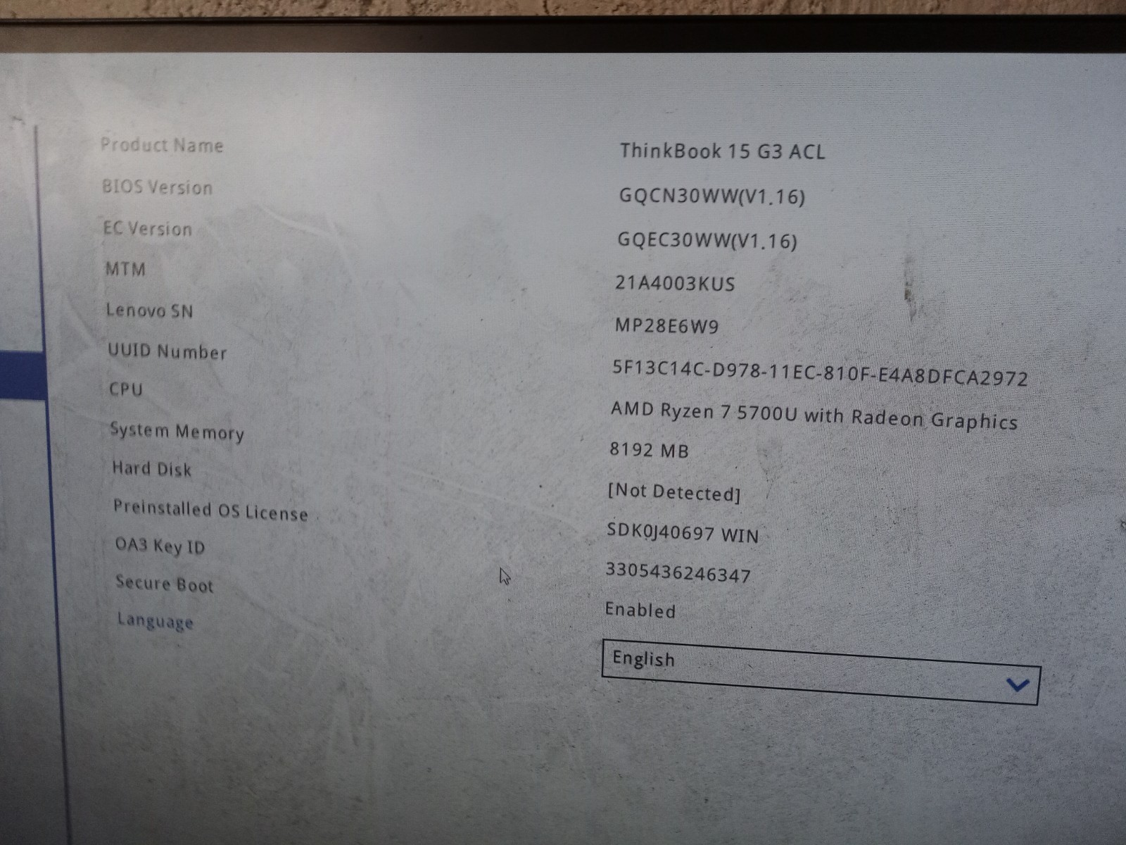Lenovo ThinkBook 15 G3 ACL | Ryzen 7 5700U | 8GB RAM | BROKEN SCREEN | READ