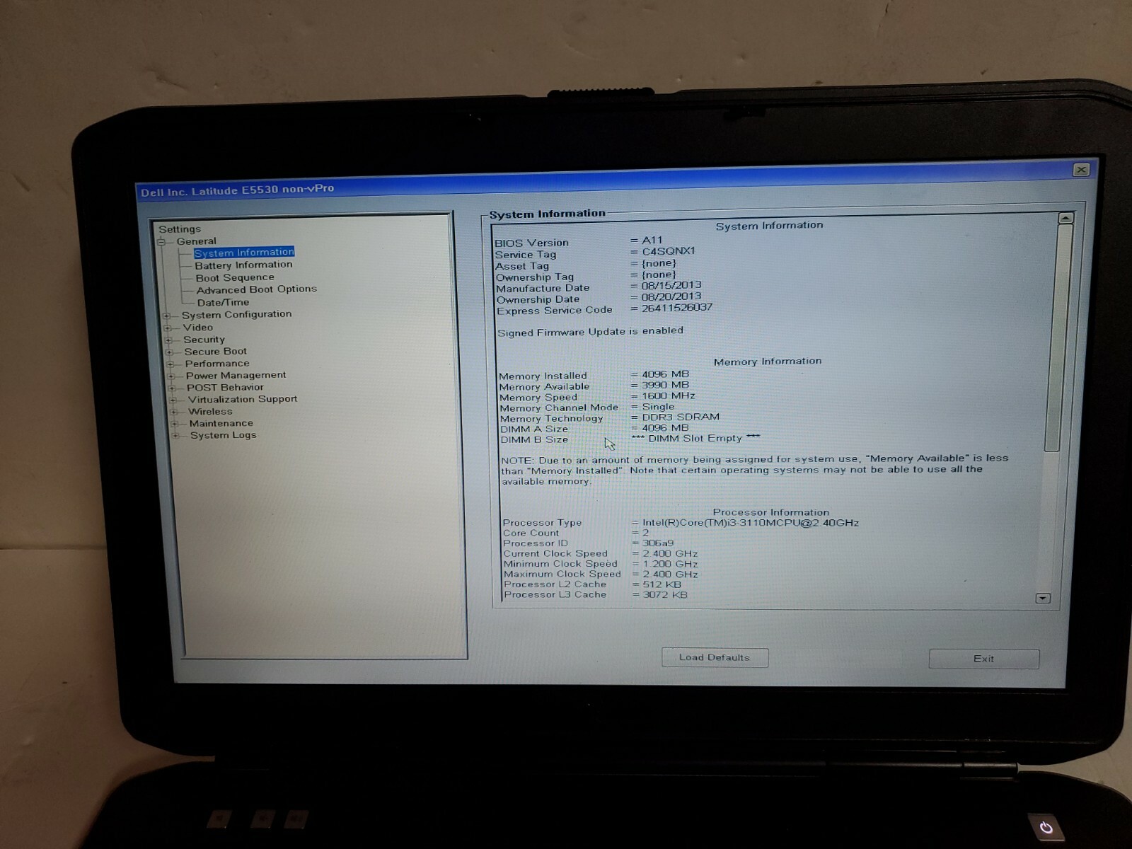 Dell Latitude E5530 15.6″ Intel Core i3-3110 @2.40GHz 4GB 320GB HDD