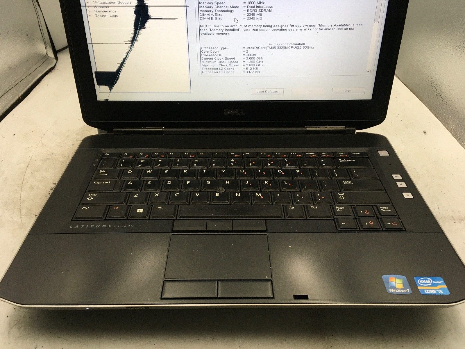 DELL LATITUDE E5430 – BOOTS TO BIOS/BAD LCD – INTEL I5 3320 – 4GB RAM – READ -BB