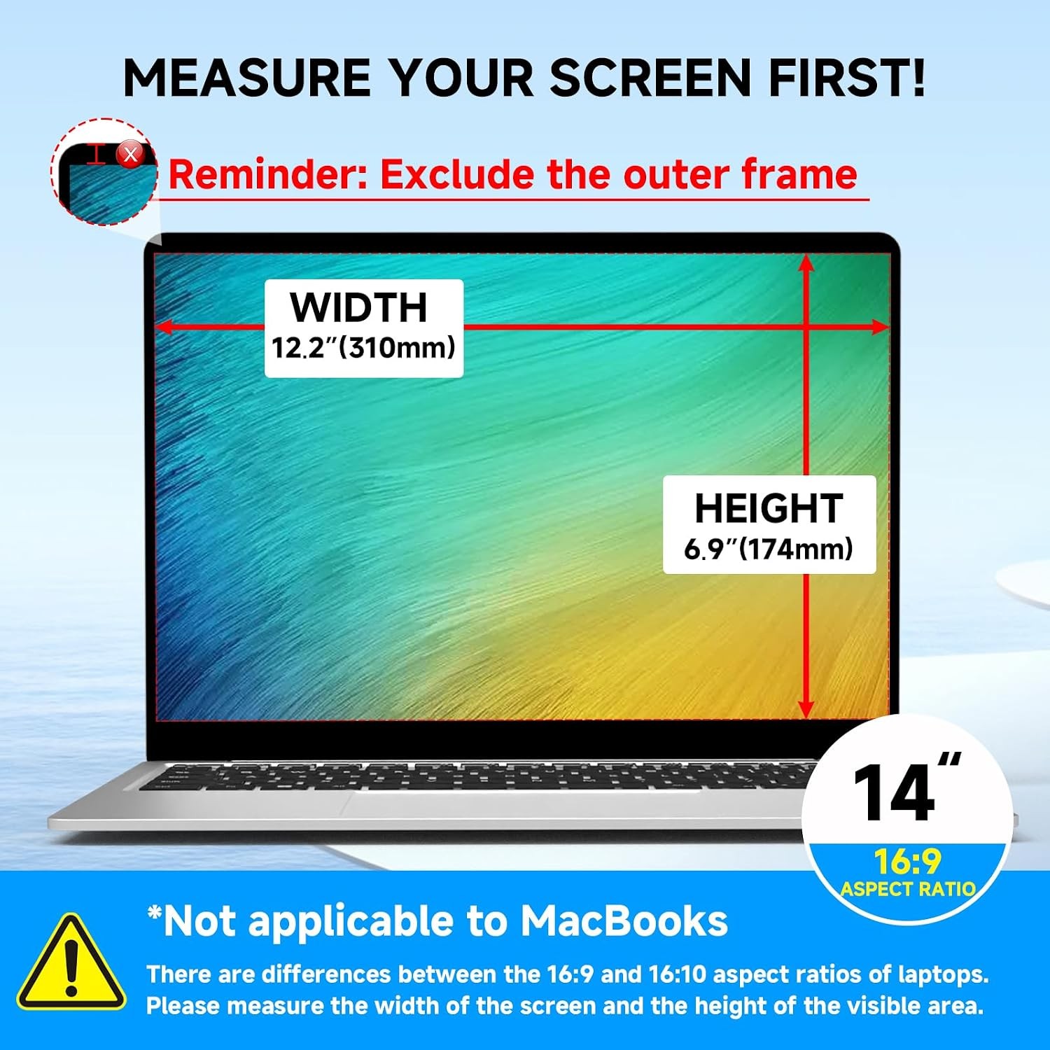 Removable Anti Glare Laptop Privacy Screen 14 Inch 16:9 for Dell Lenovo Acer Asu