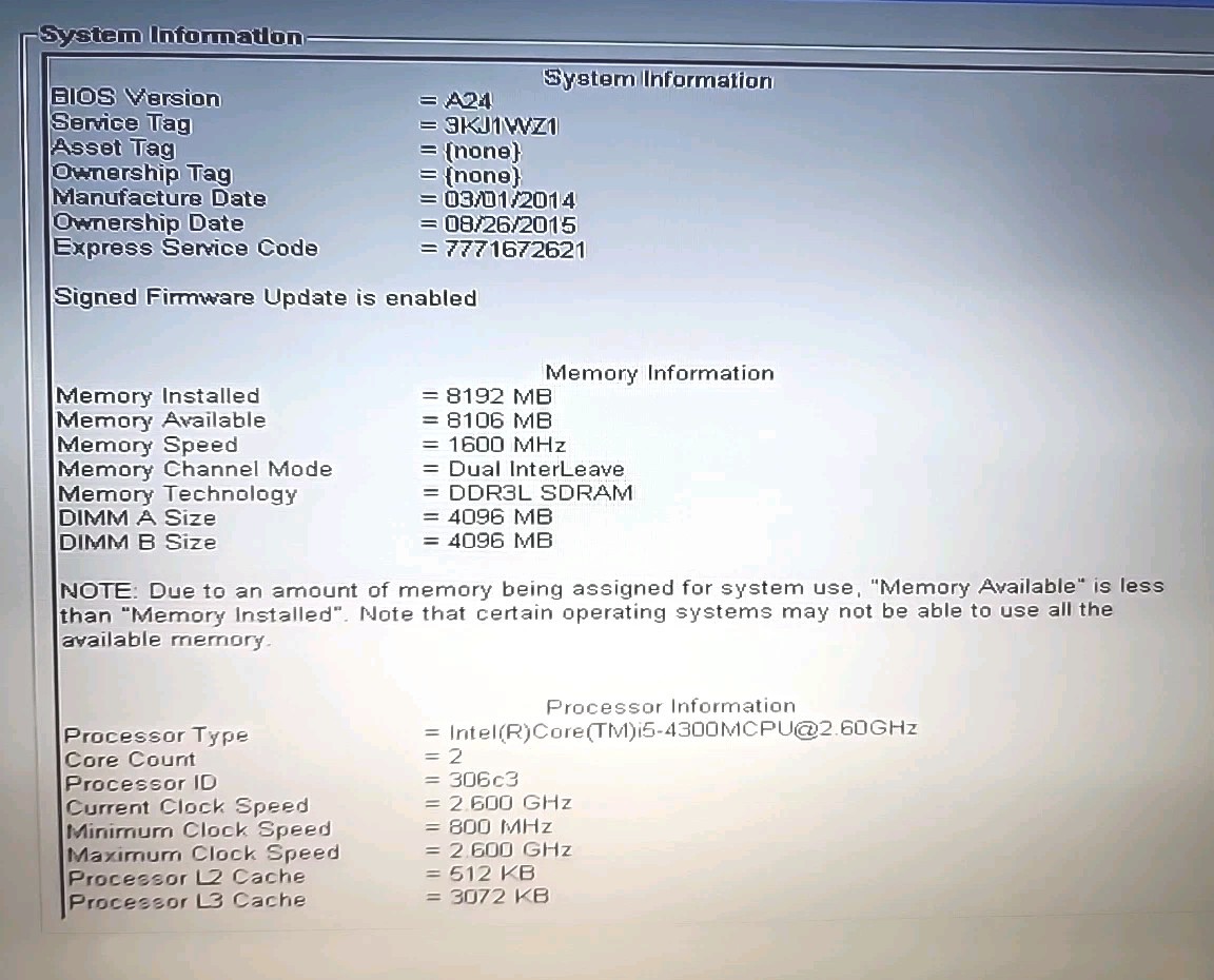 Dell Latitude E6440 i5-4300M CPU@2.6GHz 8GB RAM No HDD/SSD/OS Good Batt(3A826)