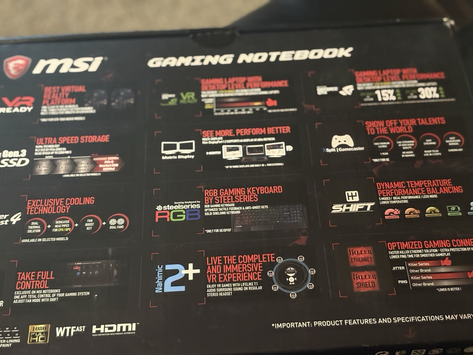 MSI Gaming Laptop 15.6in Intel Core I5 Ddr4 8gb Ram 256gb SSD Windows 10 In Box