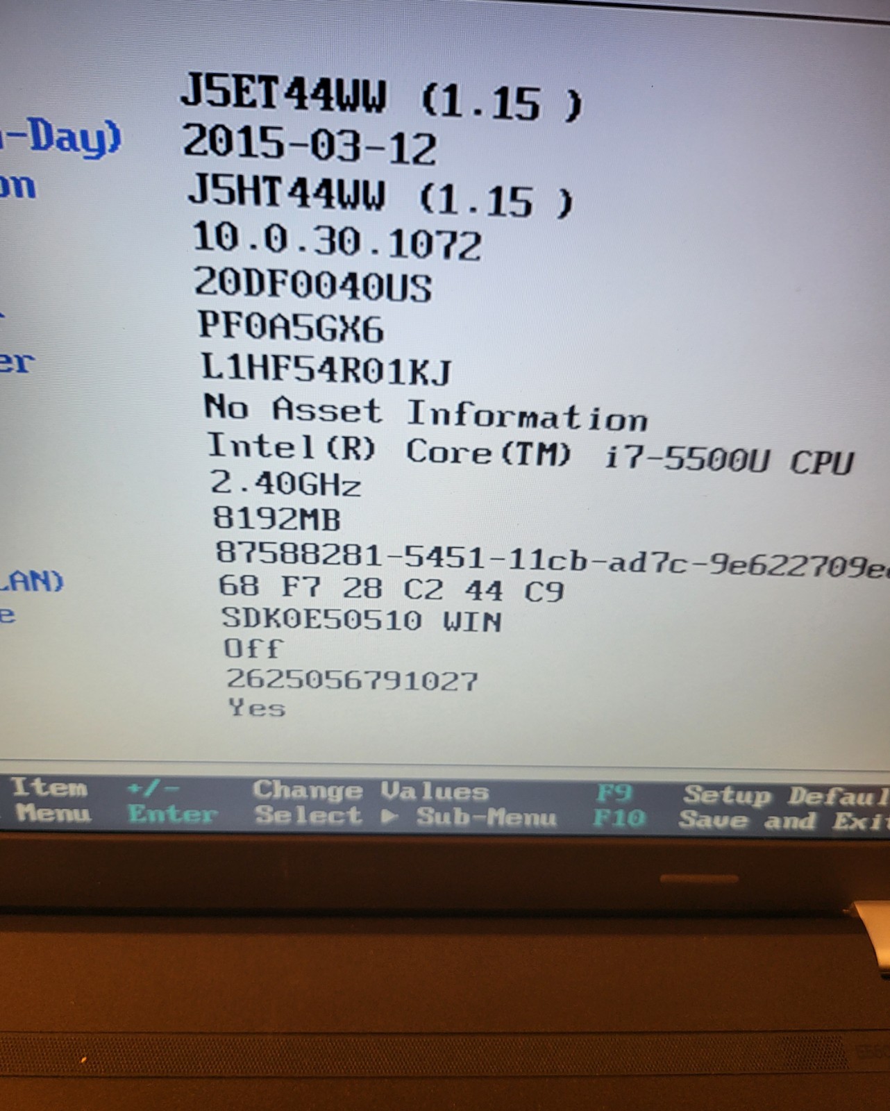 Lenovo ThinkPad E550 | Intel i7-5500U 2.40GHz | 8GB RAM | NO SSD 040704