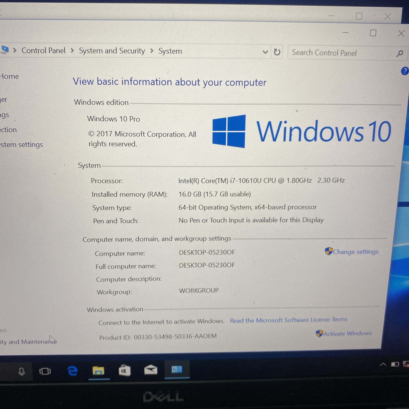Dell Latitude 5310 13.3″ FHD i7-10610U 1.80GHz 16GB RAM 512GB SSD Windows 10