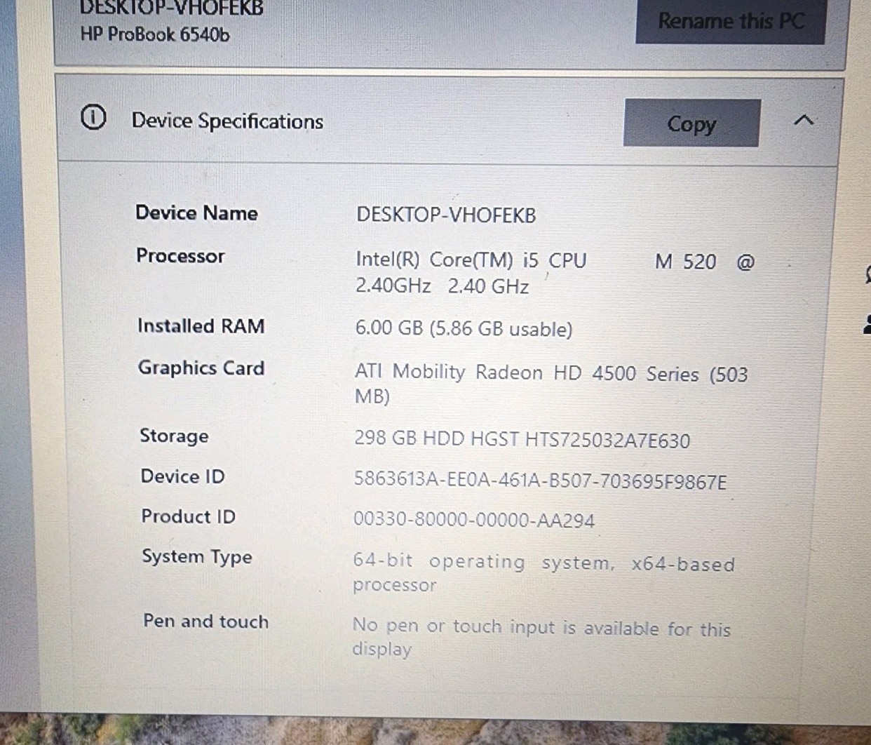 Hp 6360b Intel i5 2410M 2.3 Ghz Laptop