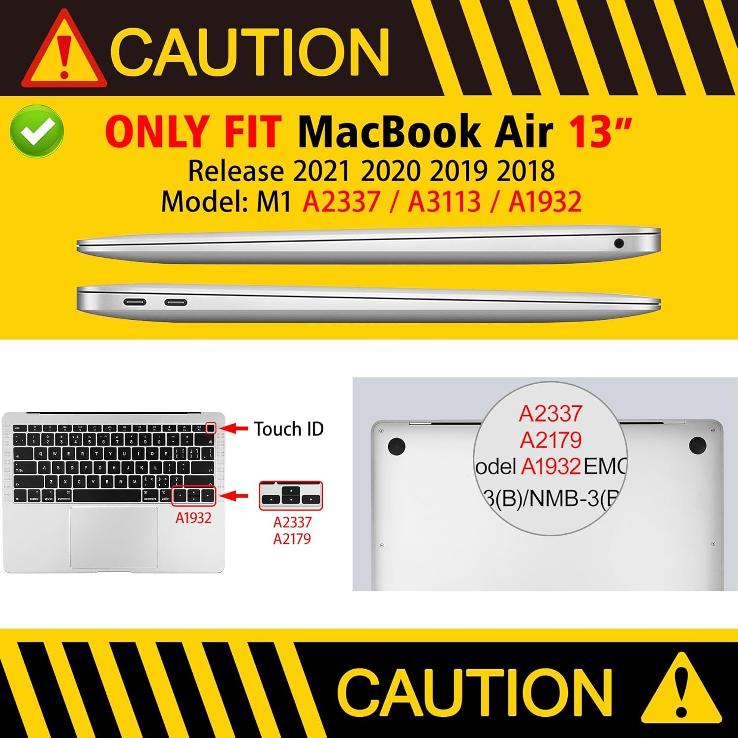 MacBook Air 13 inch Case 2022 2021, 2020-2018 Release Model: M1 A2337 A2179 A193
