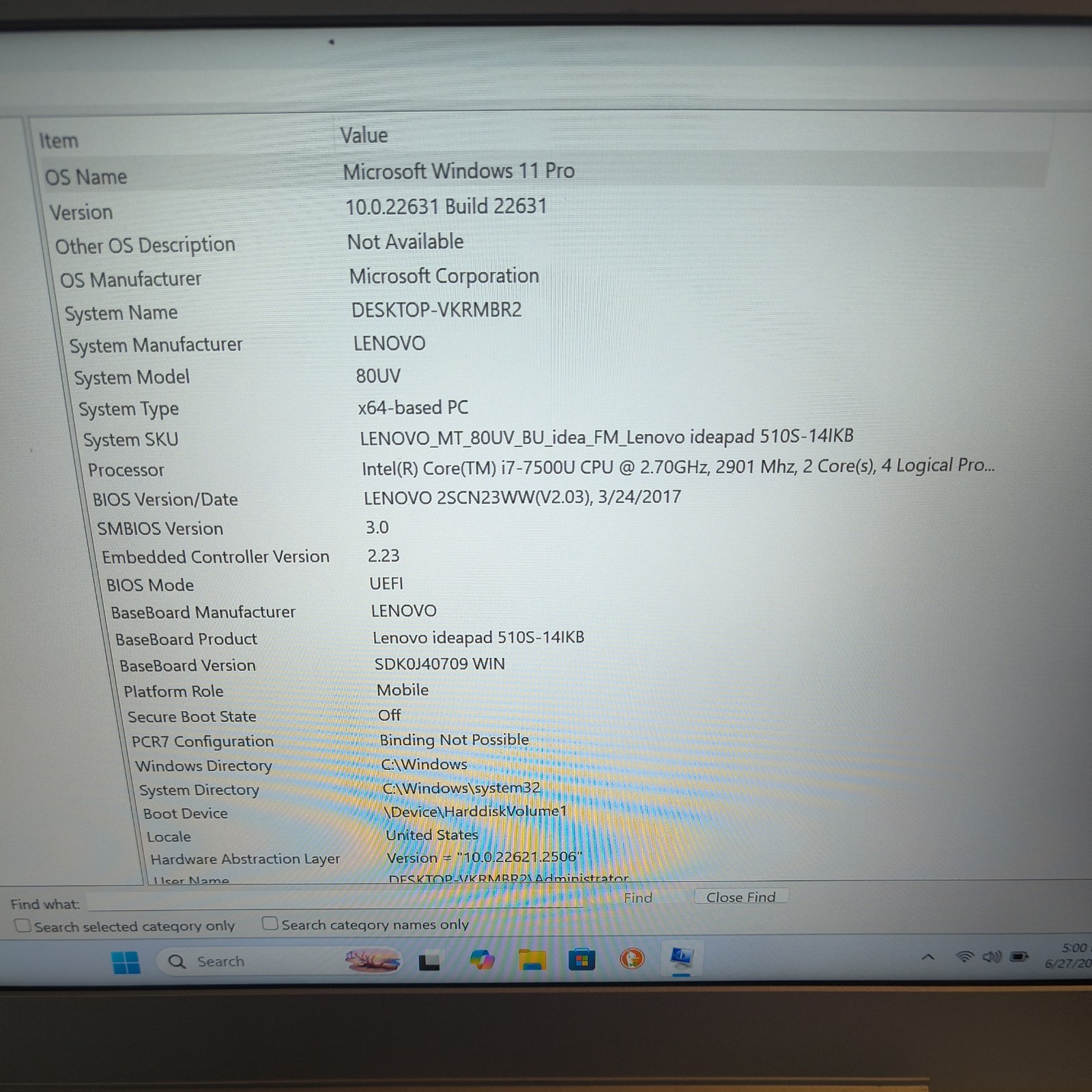 Lenovo IdeaPad 510S-15IKB Gaming Laptop Intel i7 7500u 16gb Ddr4 256SSD Win11Pro