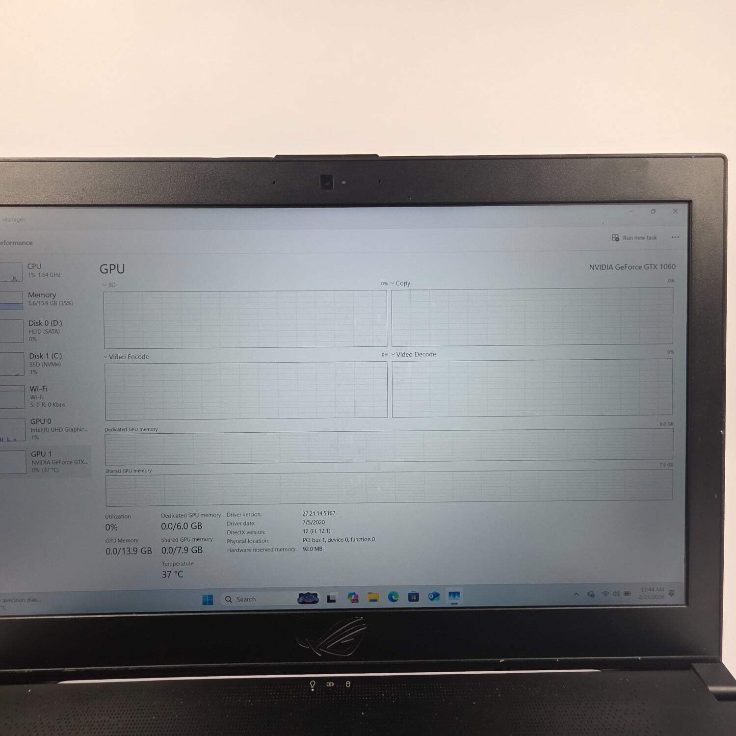 Broken ASUS ROG GU501GM GU501G 15.6″ i7-8750H 2.2GHz 16GB RAM 128GB Hybrid
